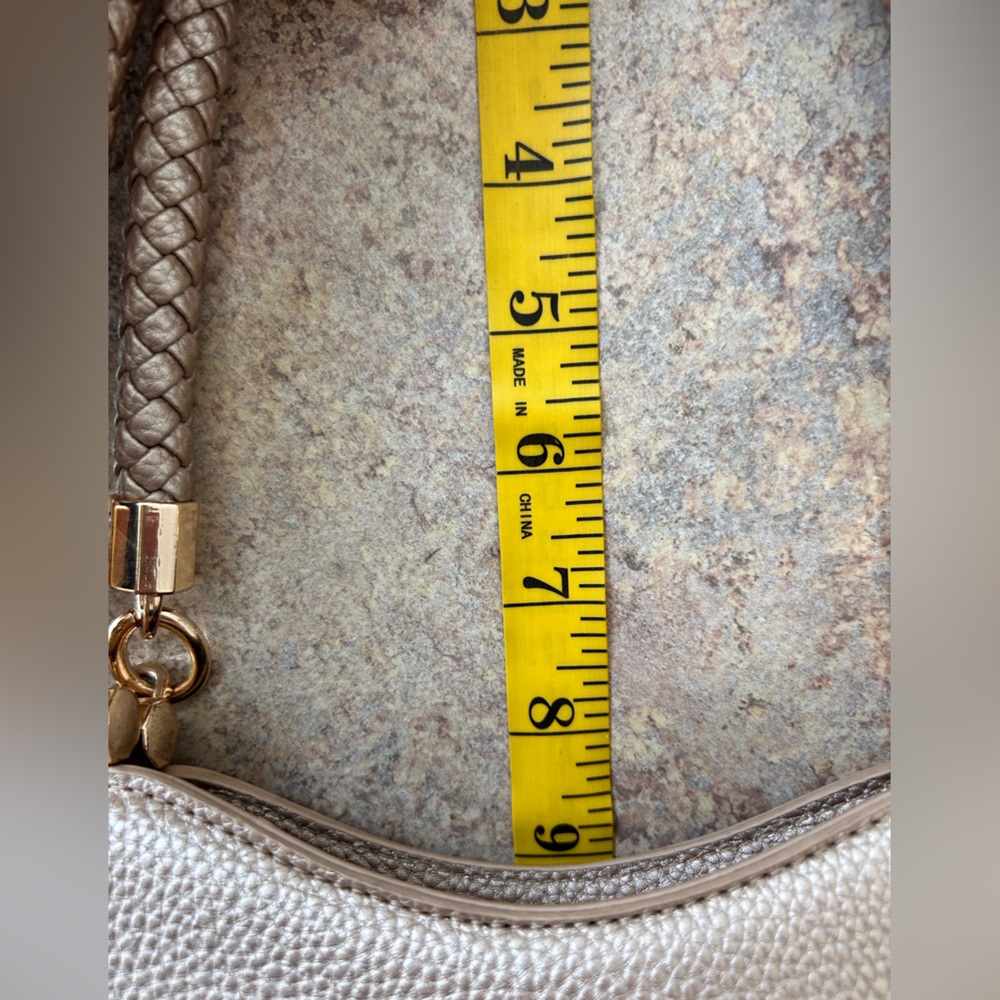 Bebe NWOT Soft Gold Faux Pebbled Leather Shoulder Bag with strap - Picture 10 of 11